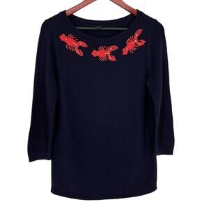 Talbots Small Knit Sweater Nautical Lobster Crawfish Tropical Blouse Shirt Top